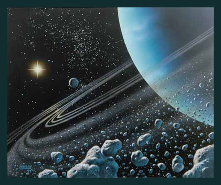 Nicht nur der Saturn sondern auch der hier abgebildete Uranus haben einen Ring.